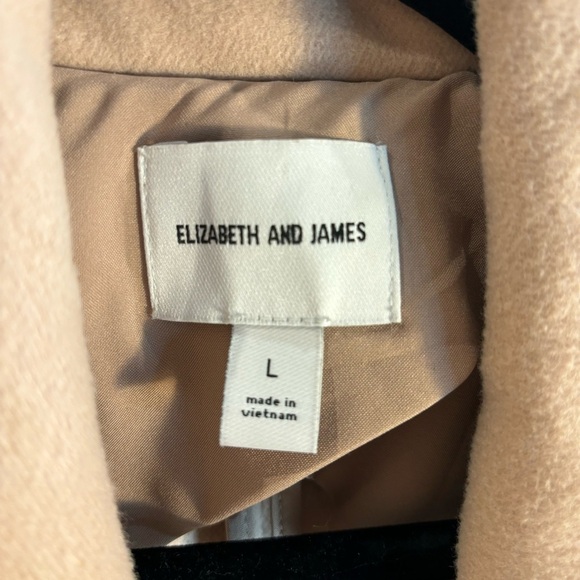 ELIZABETH and JAMES Sz L Coat Partly Lined Oversized Belted Peek Lapel Pockets - Picture 3 of 12